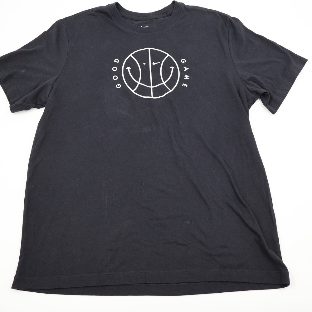 Nike Good Game Basketball Smiley Tee Mens Large Black Dri-FIT DB6807-010